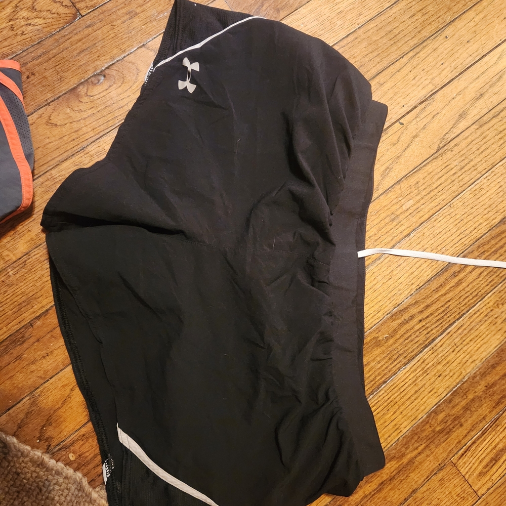 Under Armour Black Women's Athletic Running Shorts with White Trim